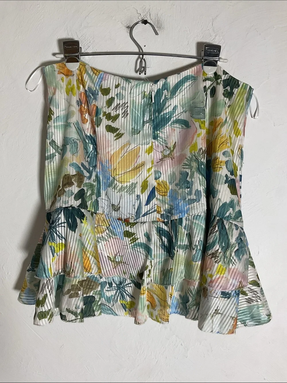 Ted Baker Pragsea Tiered Mini Skirt Floral Striped Size 5/12 US Ivory NWT - Picture 4 of 10